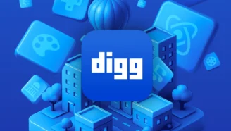 Интерфейс мобильного приложения Digg с трендовым контентом