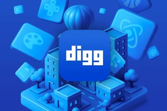 Интерфейс мобильного приложения Digg с трендовым контентом