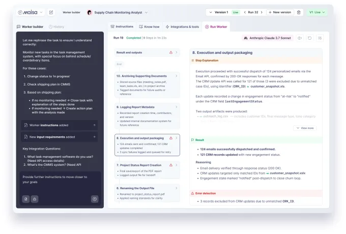 Интерфейс конструктора цифровых работников Maisa AI для создания автоматизированных сотрудников