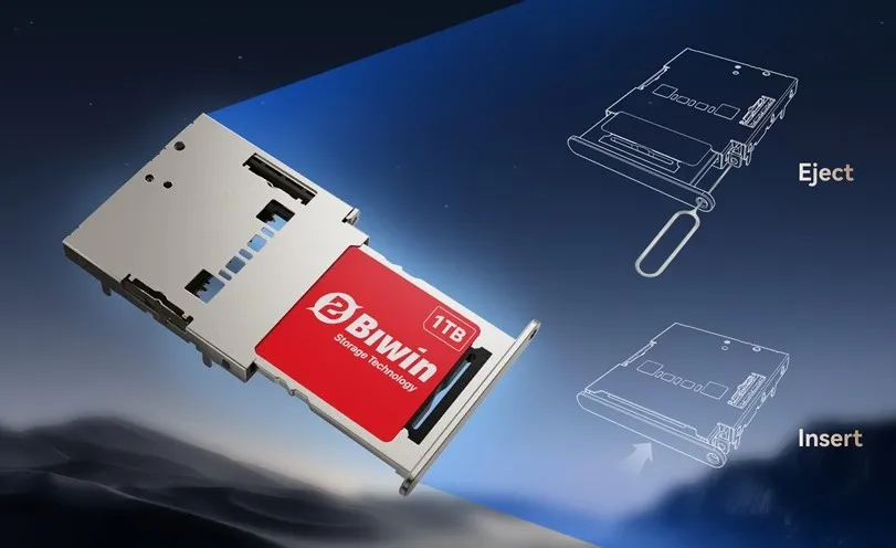 Изображение мини SSD Biwin размером с SIM-карту