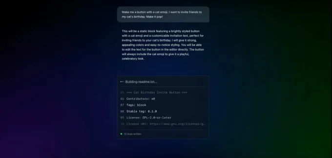Пример вывода Telex: сгенерированные блоки контента в WordPress