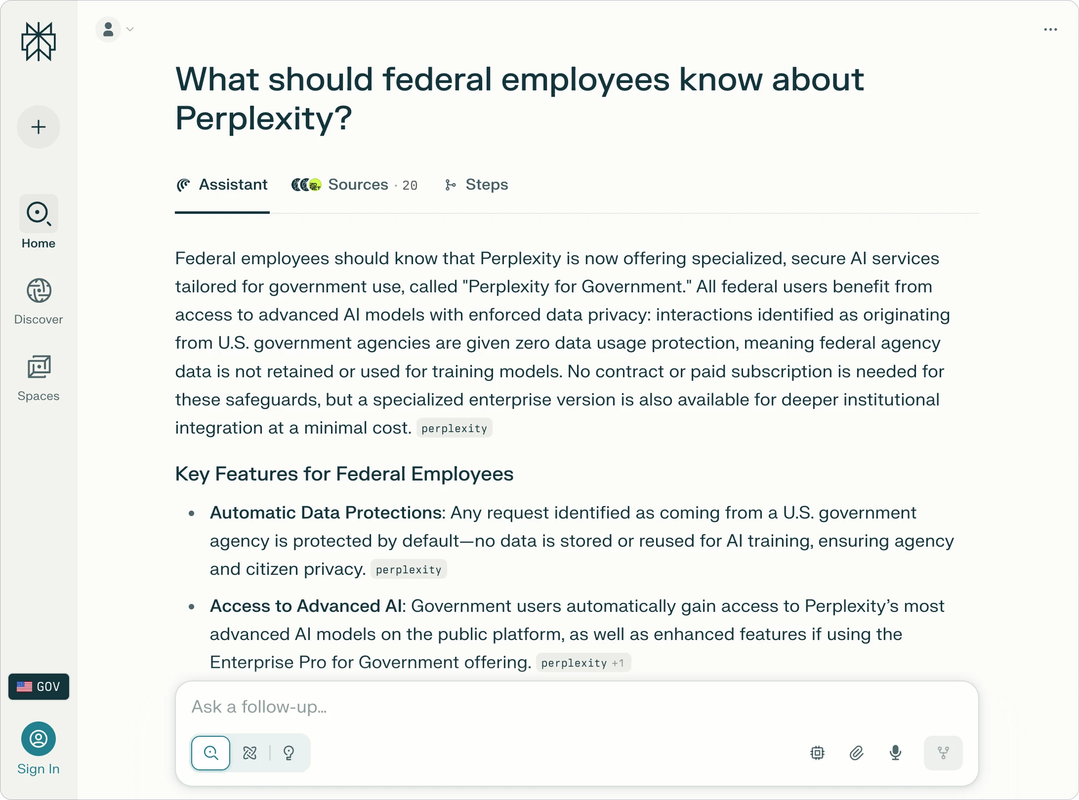 Анонс ИИ-решения Perplexity для государственного сектора США