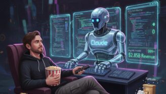 Анатолий Яковенко программирует с роботом