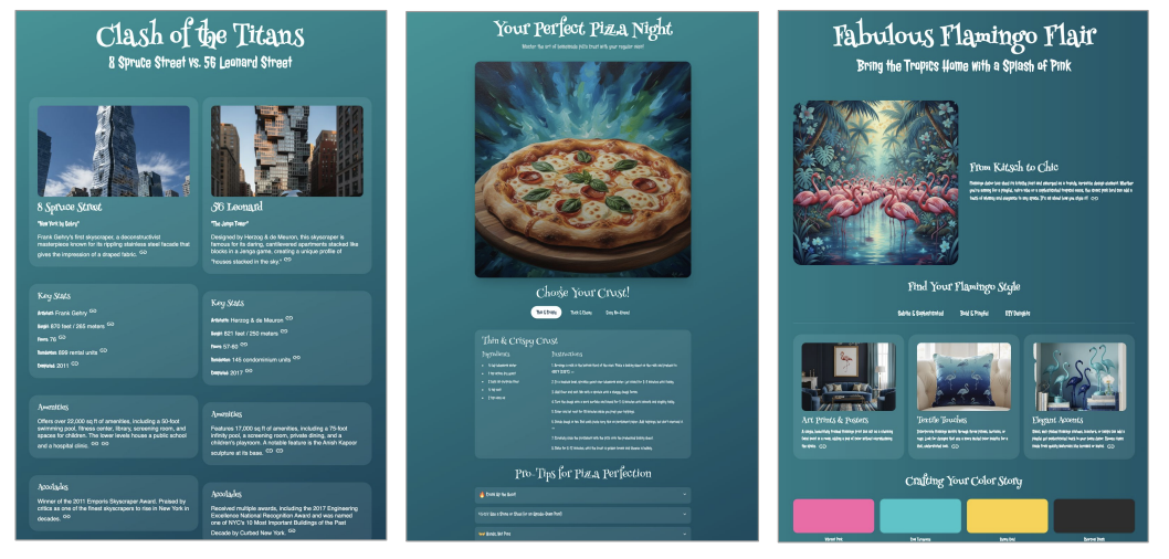 Три концепции веб-дизайна в бирюзовой цветовой гамме с единым стилем Wizard Green