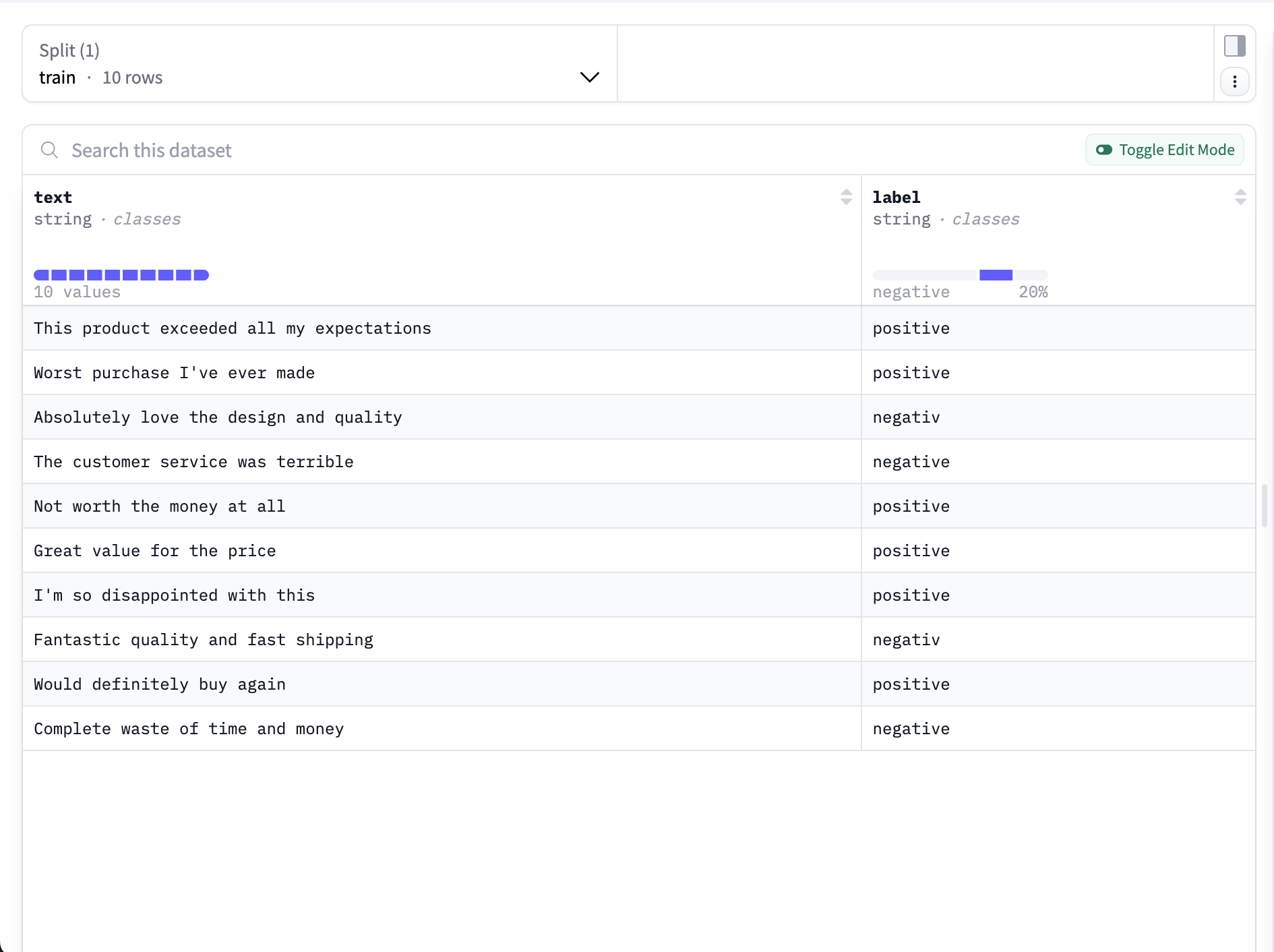 Интерфейс Data Studio показывает распределение значений данных