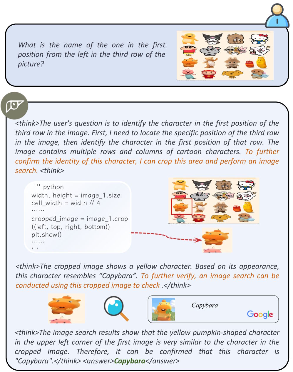 Кейс DeepEyesV2: процесс кадрирования изображения и поиска для идентификации персонажей