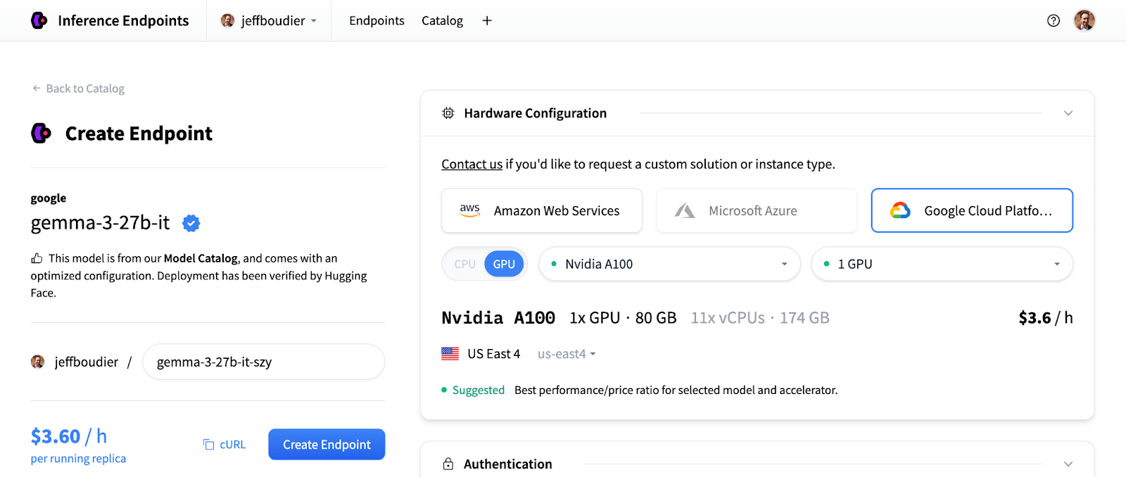 Интеграция Hugging Face Inference Endpoints с Google Cloud