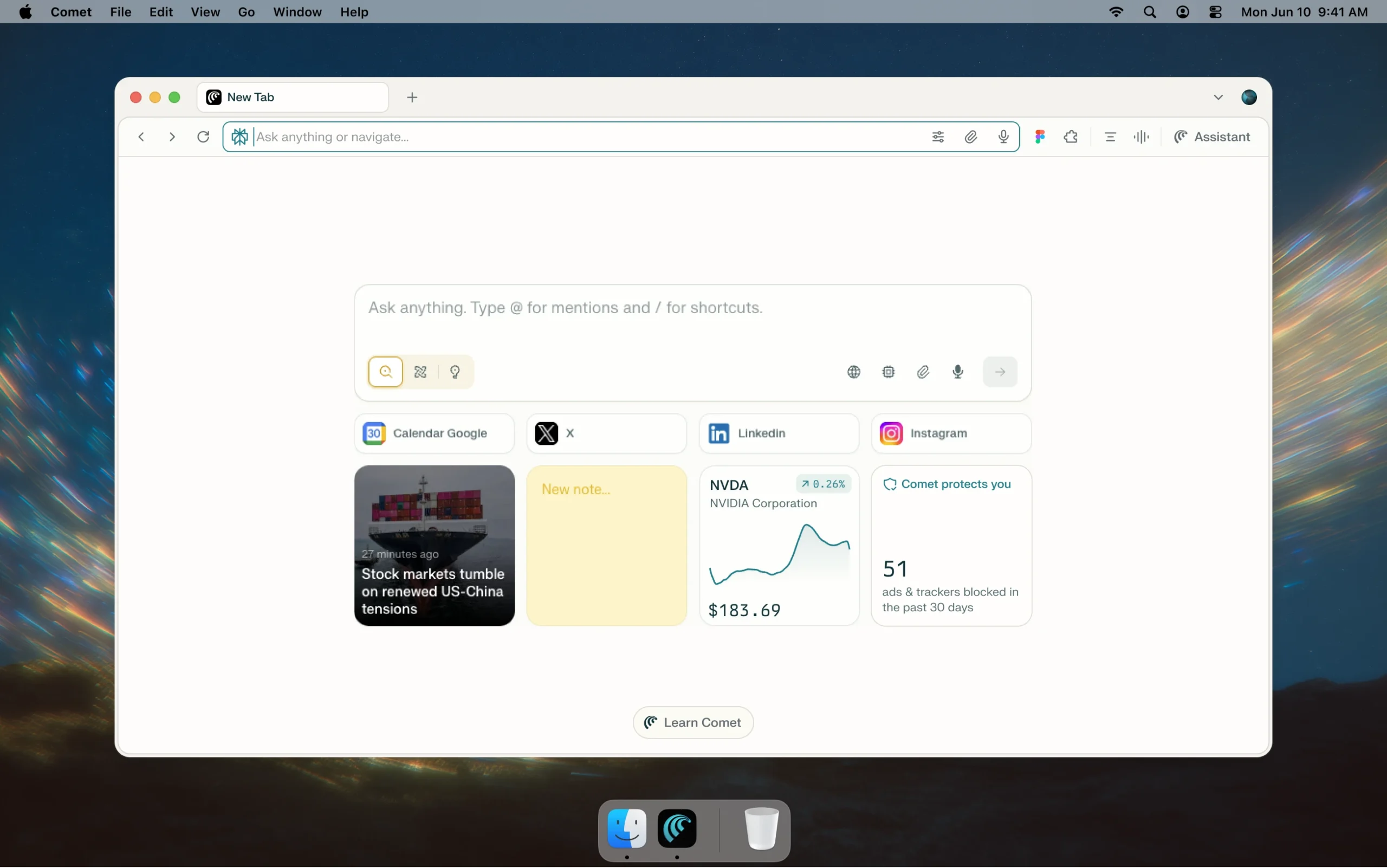 Интерфейс виджета Privacy Snapshot с элементами управления приватностью