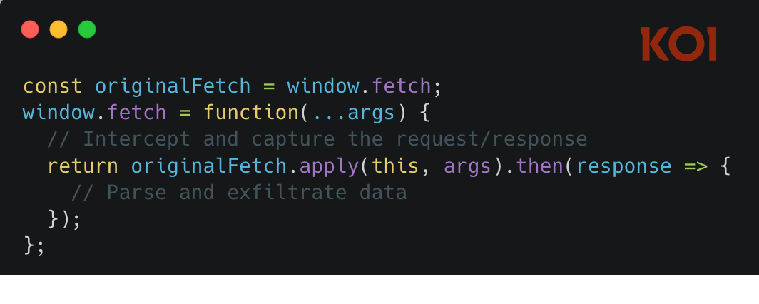 Код скрипта, переопределяющего API браузера для перехвата данных