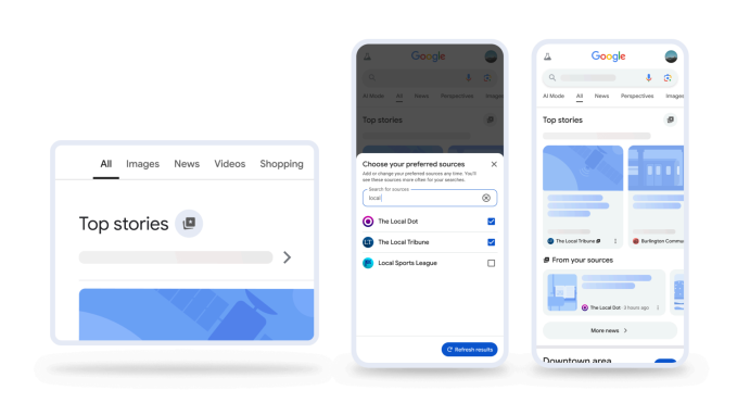 Скриншот интерфейса с ИИ-обзорами статей от Google для новостных изданий